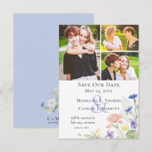 Sparen de Datum Elegant Waterverf Wildbloemen Kaart
