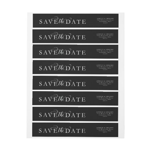 Sparen de datum elegant zwart-wit (Vel)