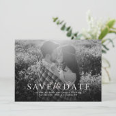 Sparen de datum elegant zwarte fotokaart save the date (Staand voorkant)