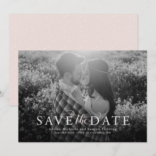 Sparen de datum elegant zwarte fotokaart save the date (Voorkant / Achterkant)