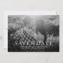 Sparen de datum elegant zwarte fotokaart save the date