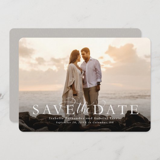 Sparen de datum elegante horizontale fotokaart save the date (Voorkant / Achterkant)
