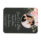 Sparen de Datum elegante roze roze Floral bruiloft Magneet (Horizontaal)