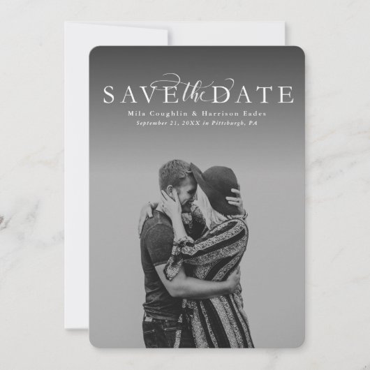Sparen de datum elegante verticale fotokaart save the date (Voorkant)