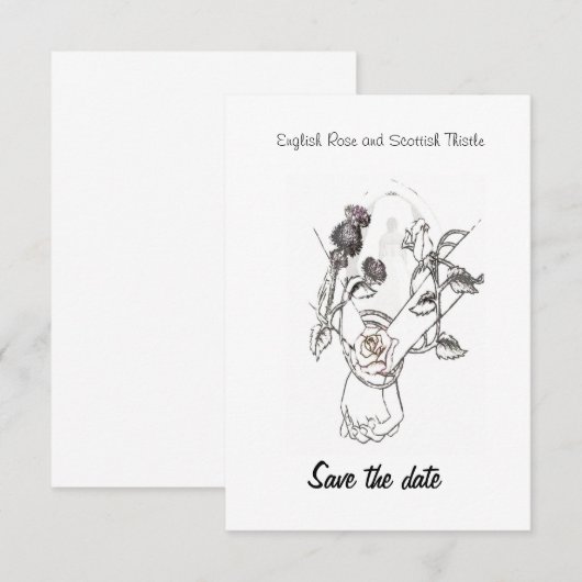sparen de datum Engels Roos en Schots Thistle Save The Date (Voorkant / Achterkant)