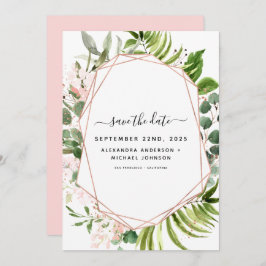 Sparen de Datum Eucalyptus Greenery Geometric Save The Date