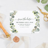 Sparen de Datum Eucalyptus Greenery Succulent Aankondigingskaart