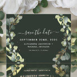 Sparen de Datum Eucalyptus Greenery Succulent Aankondigingskaart<br><div class="desc">Eucalyptus Green Succulent Botanische Waterverf Spring Wedding Save the Date Kaart op een witte achtergrond - bevat prachtige en elegante scripttypografie met moderne botanische bladeren en groen voor de speciale bruiloftsdag.</div>