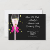 Sparen de Datum Fabulous 40 Hete Roze Gouden Bubbl Save The Date (Achterkant)