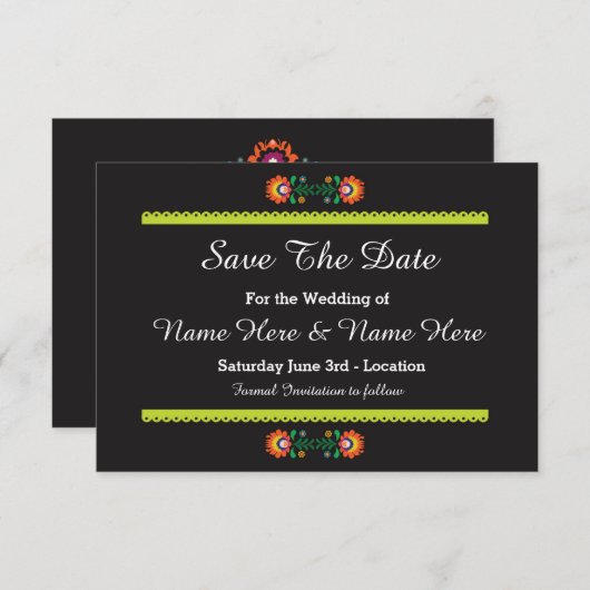 Sparen de Datum Fiesta Mexicaanse Wedding nodigt u Save The Date (Voorkant / Achterkant)