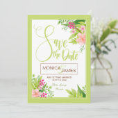 Sparen de Datum Floral Aankondiging (Staand voorkant)