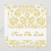 Sparen de Datum Floral Cream Witte Damask Save The Date (Voorkant / Achterkant)