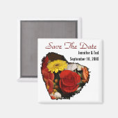 Sparen de Datum Floral Heart Shaped Bouquet Magneet (Voorkant / Achterkant)