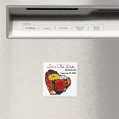 Sparen de Datum Floral Heart Shaped Bouquet Magneet (Insitu (Vaatwasser))