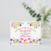 Sparen de Datum Floral Mexican Fiesta White Sweet  Aankondigingskaart (Staand voorkant)
