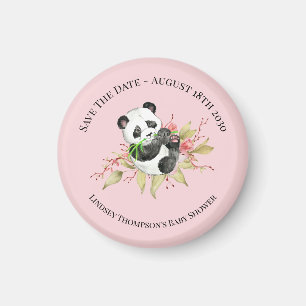 Sparen de Datum Floral Panda Baby shower Magneet