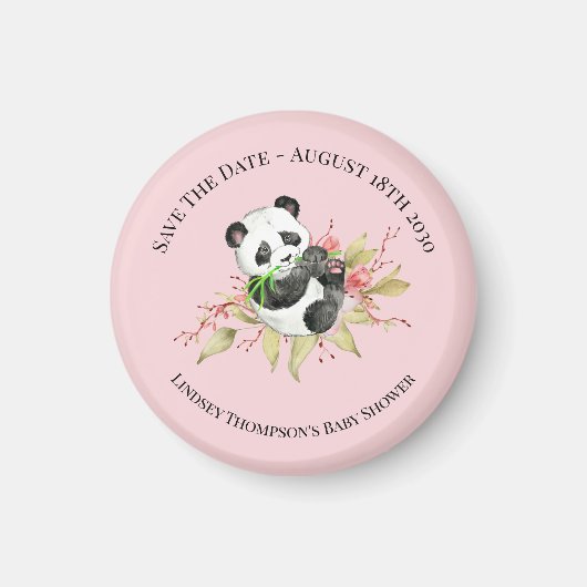 Sparen de Datum Floral Panda Baby shower Magneet (Voorkant)