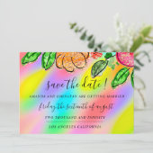 Sparen de Datum Floral Roos Glitter Holograaf Unic Save The Date (Staand voorkant)