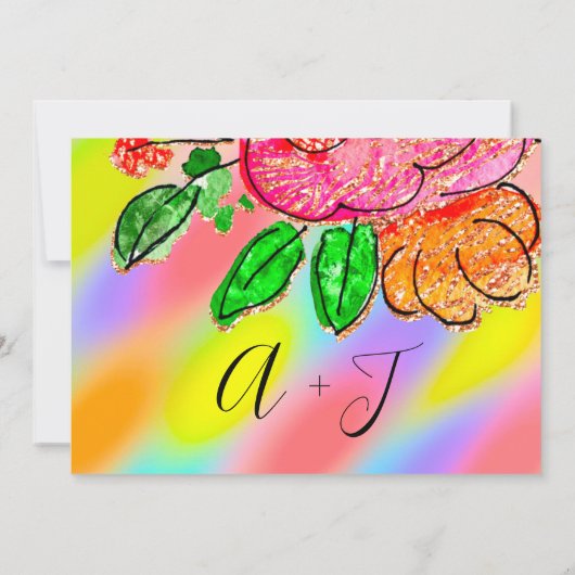 Sparen de Datum Floral Roos Glitter Holograaf Unic Save The Date (Achterkant)
