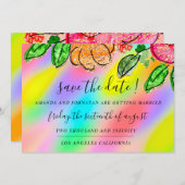 Sparen de Datum Floral Roos Glitter Holograaf Unic Save The Date (Voorkant / Achterkant)