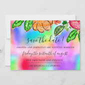 Sparen de Datum Floral Roos Glitter Holografieblau Save The Date (Voorkant)
