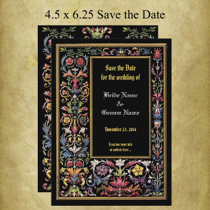 Sparen de Datum Floral Verlichte Medieval Editable Aankondiging