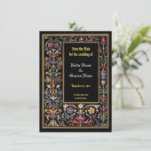 Sparen de Datum Floral Verlichte Medieval Editable Aankondiging (Staand voorkant)