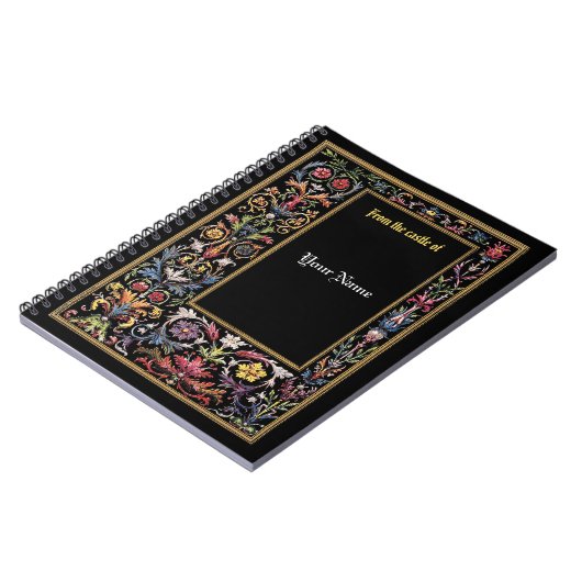 Sparen de Datum Floral Verlichte Medieval Editable Notitieboek (Linkerzijde)