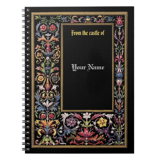 Sparen de Datum Floral Verlichte Medieval Editable Notitieboek (Voorkant)