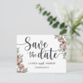 Sparen de Datum Floral Wedding Terracotta Briefkaart (Staand voorkant)