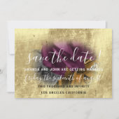 Sparen de Datum Floral Wreate Paars Gold Save The Date (Voorkant)