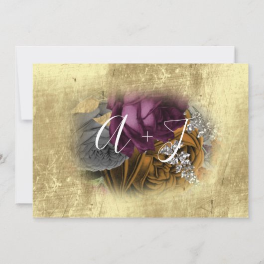 Sparen de Datum Floral Wreate Paars Gold Save The Date (Achterkant)