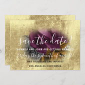Sparen de Datum Floral Wreate Paars Gold Save The Date (Voorkant / Achterkant)