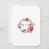 Sparen de Datum Floral Wreath Waterverf Rozen Peon Save The Date (Achterkant)