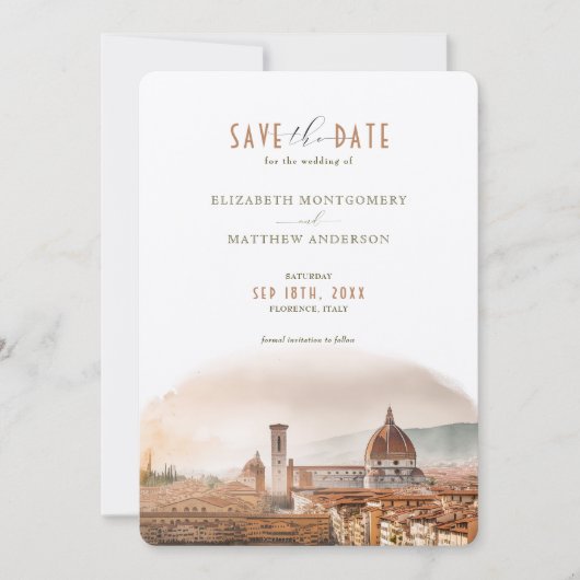 Sparen de Datum Florence Italië Bestemming Kaart (Voorkant)