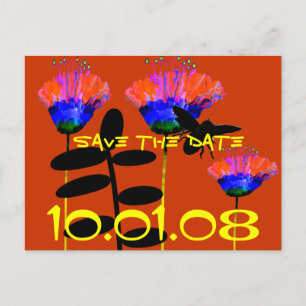 Sparen de Datum Folksy Folk Art Wildflower Aankondigingskaart
