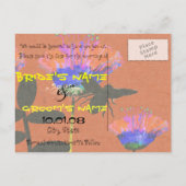 Sparen de Datum Folksy Folk Art Wildflower Aankondigingskaart (Achterkant)