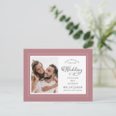 Sparen de Datum Foto Dusty Roos Pink Chic Wedding Aankondigingskaart (Staand voorkant)