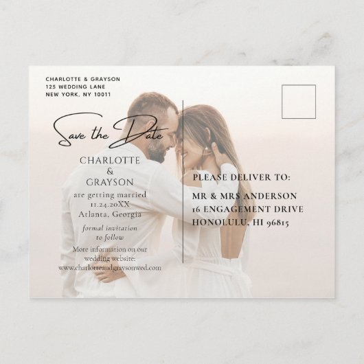 Sparen de Datum Foto Elegant Wedding Aankondiging (Achterkant)