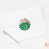 Sparen de Datum Foto Emerald Gerber Daisy Wedding Ronde Sticker (Envelop)
