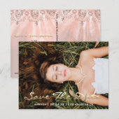 Sparen de Datum Foto Roze 16e 15e Vrijgezellenfees Briefkaart (Voorkant / Achterkant)