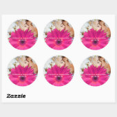 Sparen de Datum Foto Roze Gerber Daisy Wedding Ronde Sticker (Vel)
