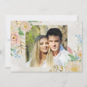 Sparen de Datum Foto Waterverf Boho Floral Marble Kaart (Achterkant)