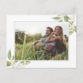 Sparen de Datum Foto Wedding Floral Greenery Aankondigingskaart (Voorkant)