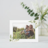 Sparen de Datum Foto Wedding Floral Greenery Aankondigingskaart (Staand voorkant)