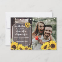 Sparen de Datum Foto Wood Sunflower Foto Weddensch