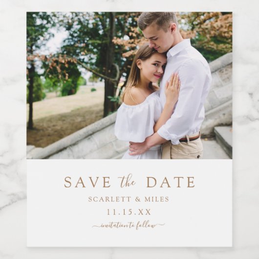 Sparen de Datum Fotobruiloft Wijn Etiket (Enkel label)