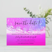 Sparen de Datum Fuchsia roze kristallen Ocean Ombr Save The Date (Staand voorkant)