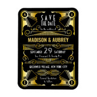 Sparen de Datum Gatsby Wedding Art Deco Gold Black