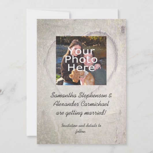 Sparen de Datum, Geboet het Hart in Boom Aankondig Save The Date (Achterkant)